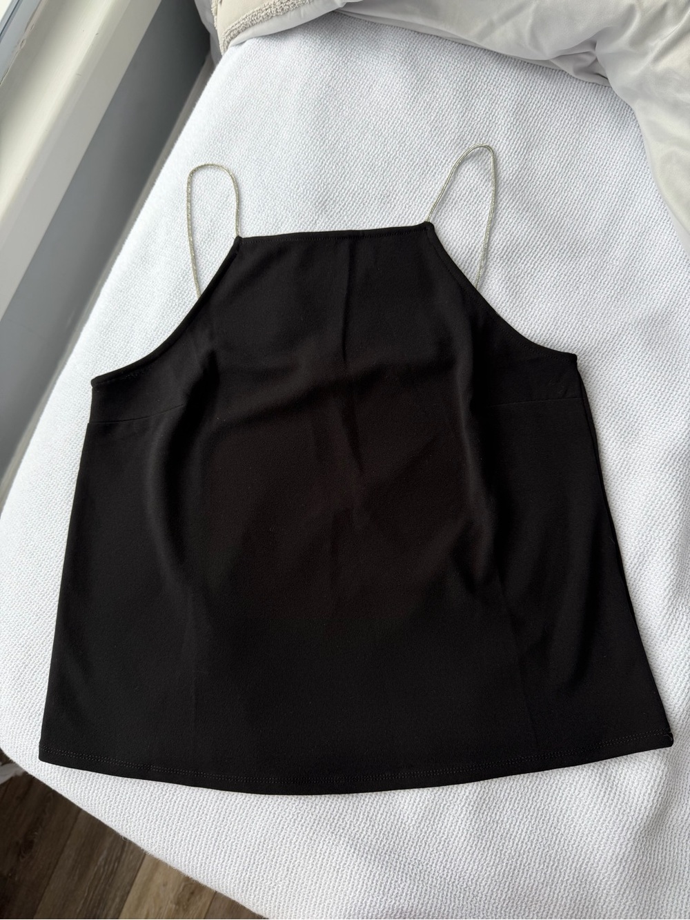H&M Black Camisole with Metallic Spaghetti Straps Medium